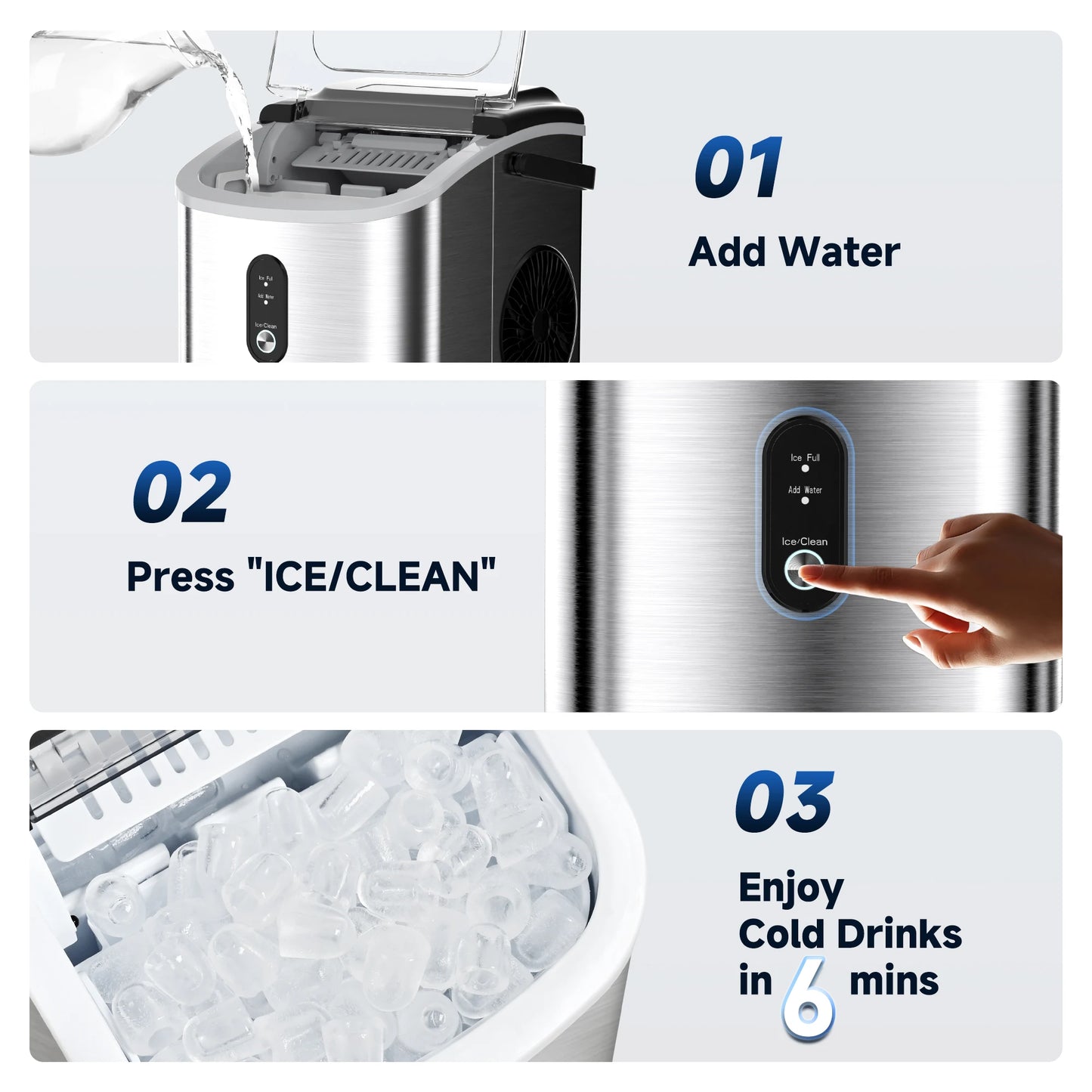 SIMZLIFE Portable Ice Maker 26.5 Lbs Per Day 9 Cubes