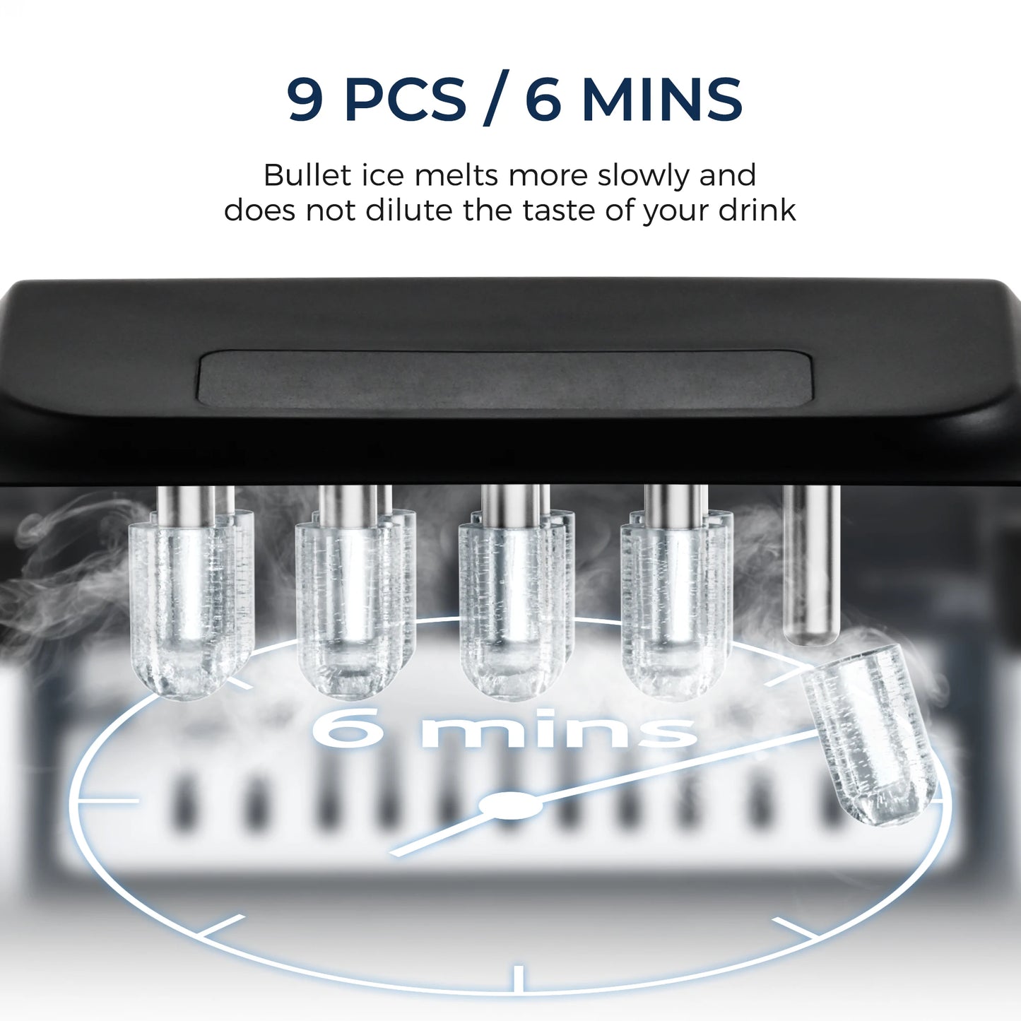 SIMZLIFE Portable Ice Maker 26.5 Lbs Per Day 9 Cubes
