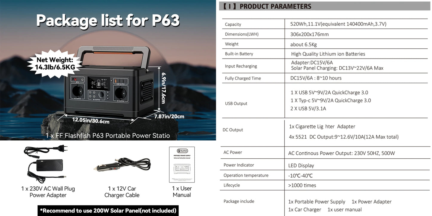 FF FlashFish Portable Solar Generator For Outdoor Use