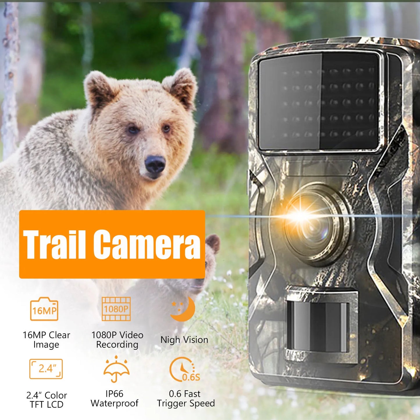 Hilitand 1080P Hunting Camera 16MP Night Vision Trail IP66