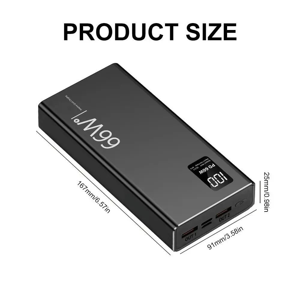 66W 20000mAh Fast Charger Power Bank USB Two Way Charge
