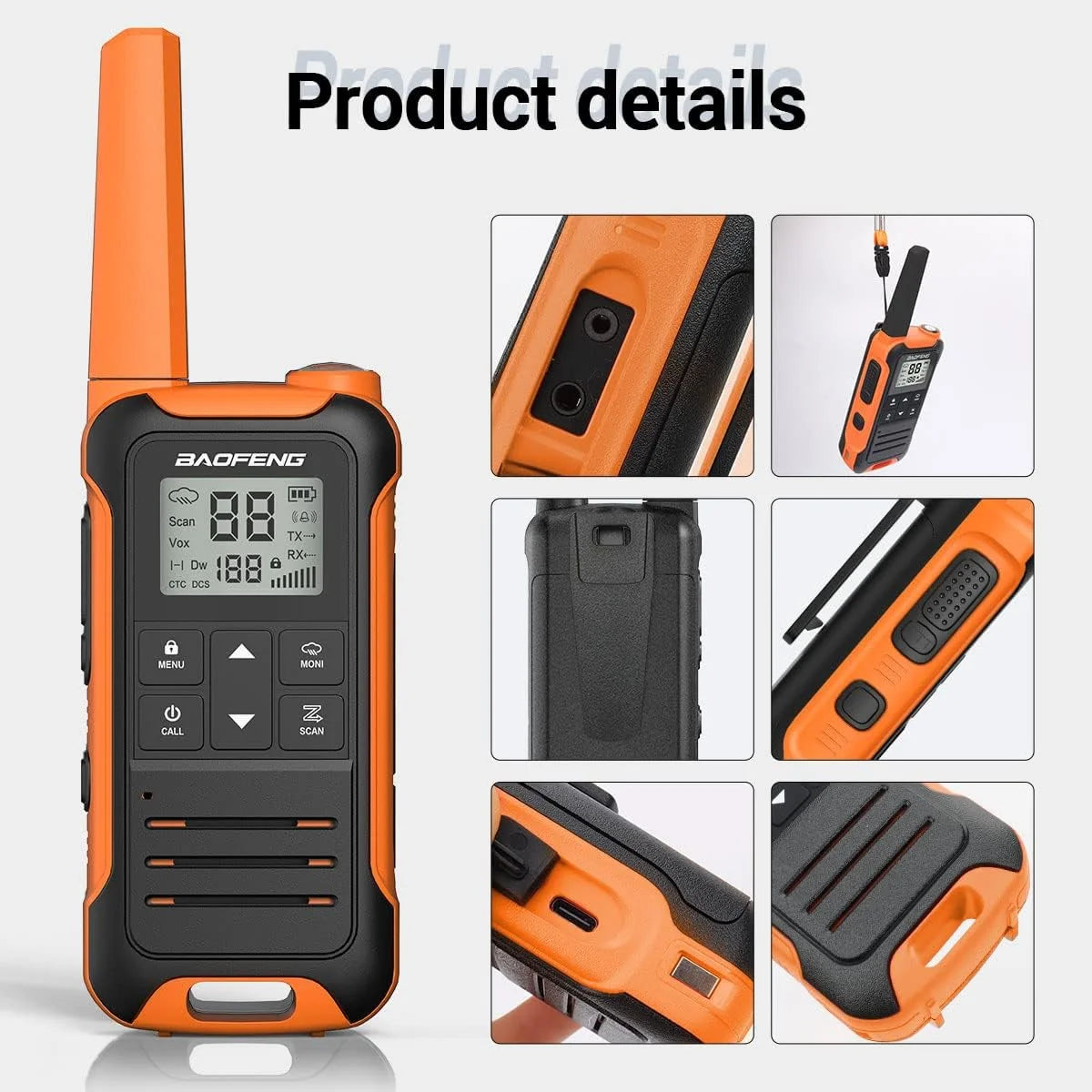 4/6PCS BAOFENG F22 Mini Walkie Talkie FRS Type-C Charger NOAA Long Range Portable Two Way Ham Radio for Kids Camping
