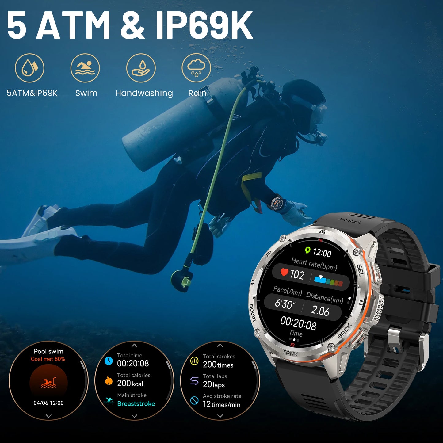 KOSPET Tank T3 Ultra GPS Smartwatch For Men With AMOLED
