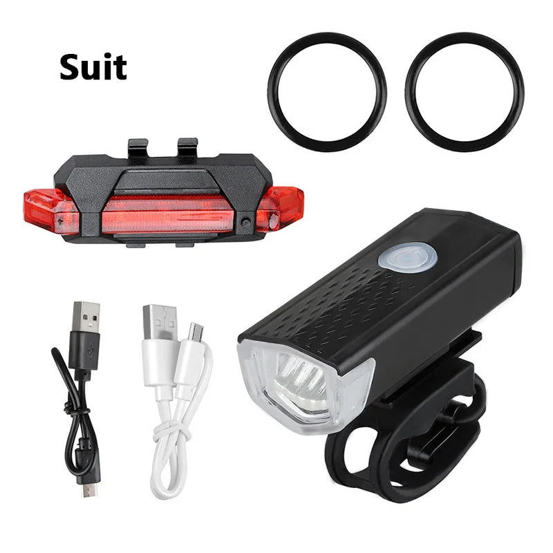 2pcs Bike Bicycle Light USB LED Rechargeable Set Front Back