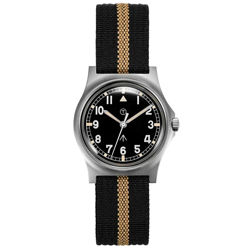 RDUNAE G10 34.5mm Retro Military Watch 316L Stainless Steel K1 Mineral Glass Luminous Personality Sports Quartz Men Pilot Watch