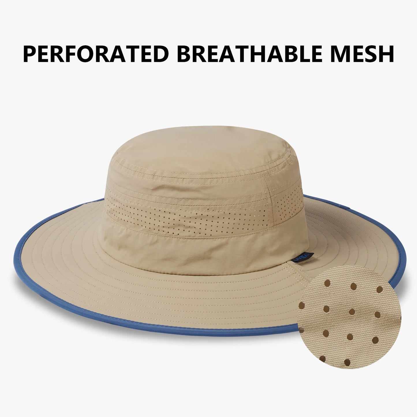 UPF 50+ Foldable Birm Water-Resistant Sun Bucket Hat with Laser Perforated Mesh Adjustable for Men Women Outdoor