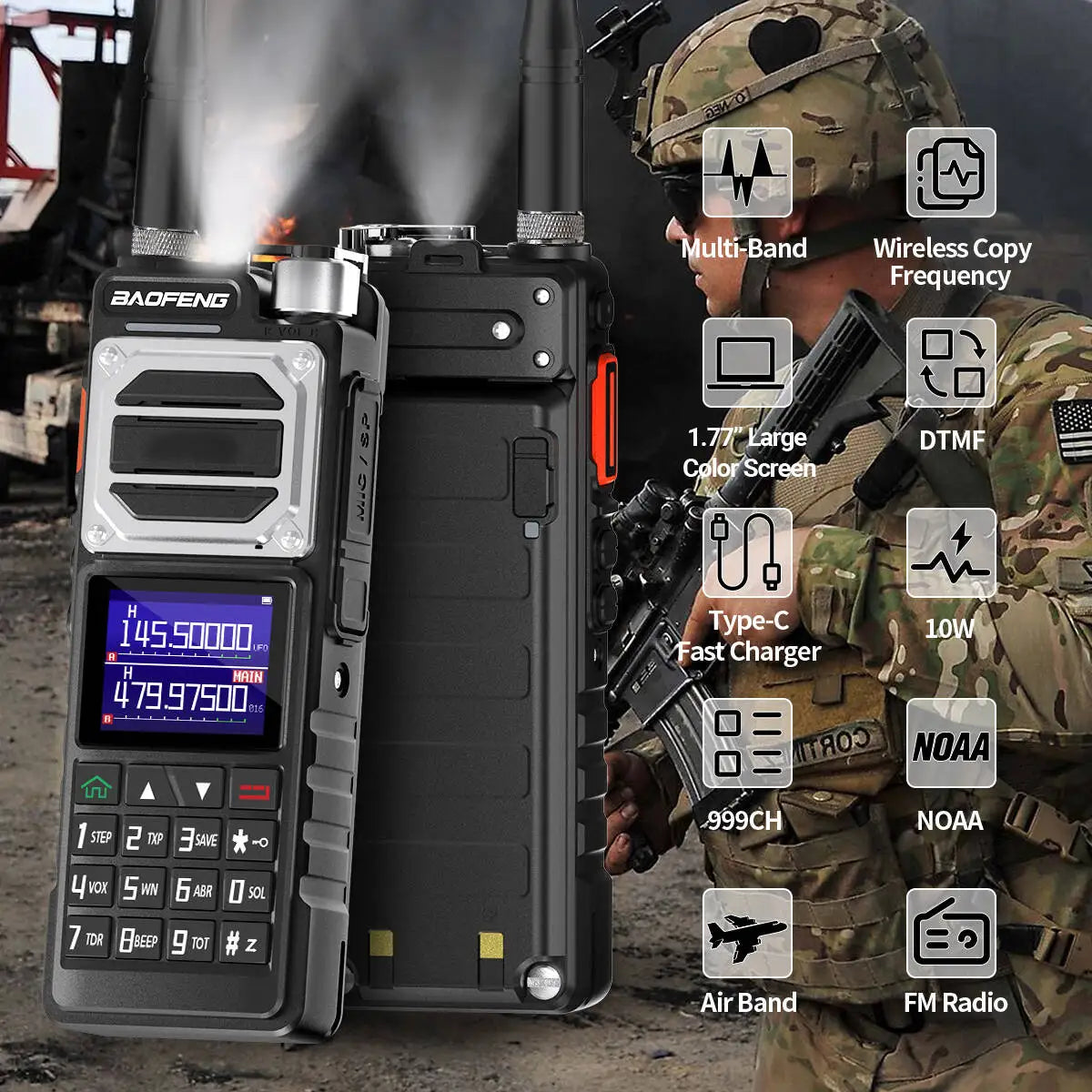 Baofeng UV-25 Multi Band Walkie Talkie Two Way Radio with air band & NOAA scan