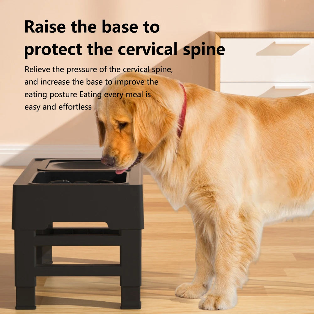Elevated Dog Food Slow Feeder 4 Adjustable Heights Bowl Stand