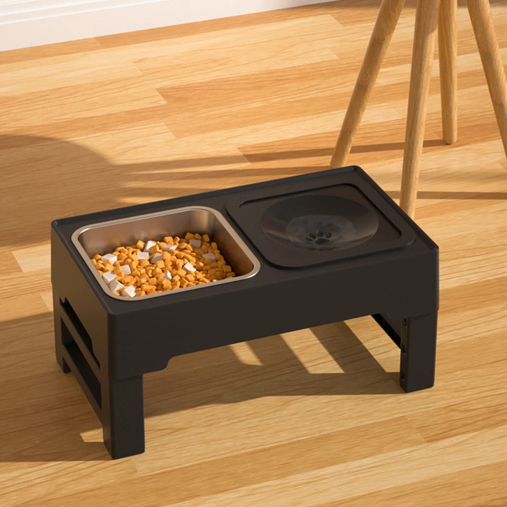 Elevated Dog Food Slow Feeder 4 Adjustable Heights Bowl Stand