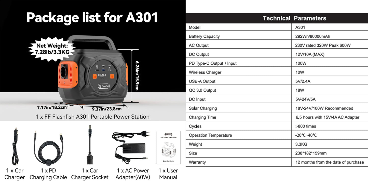 FF FlashFish Portable Solar Generator For Outdoor Use