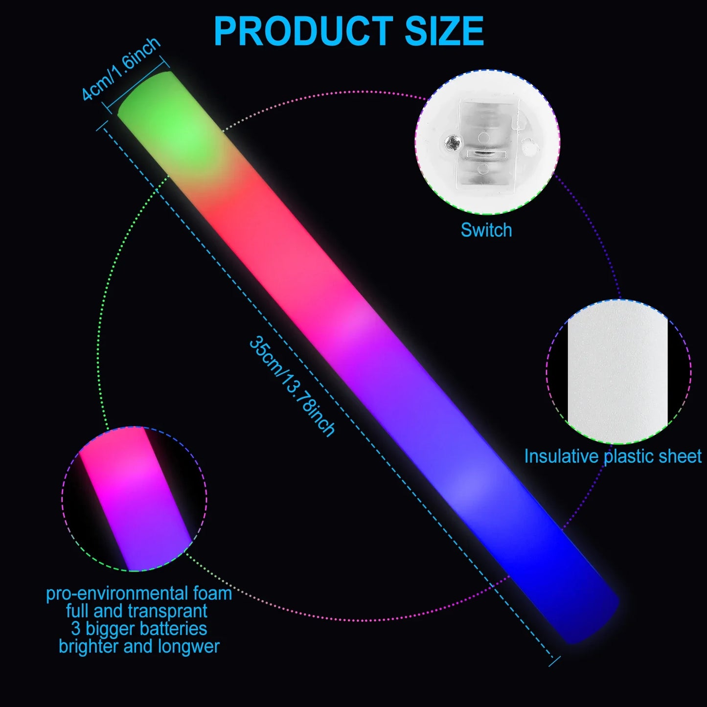 Electronic LED Glow Sticks Party Luminous Foam Rods