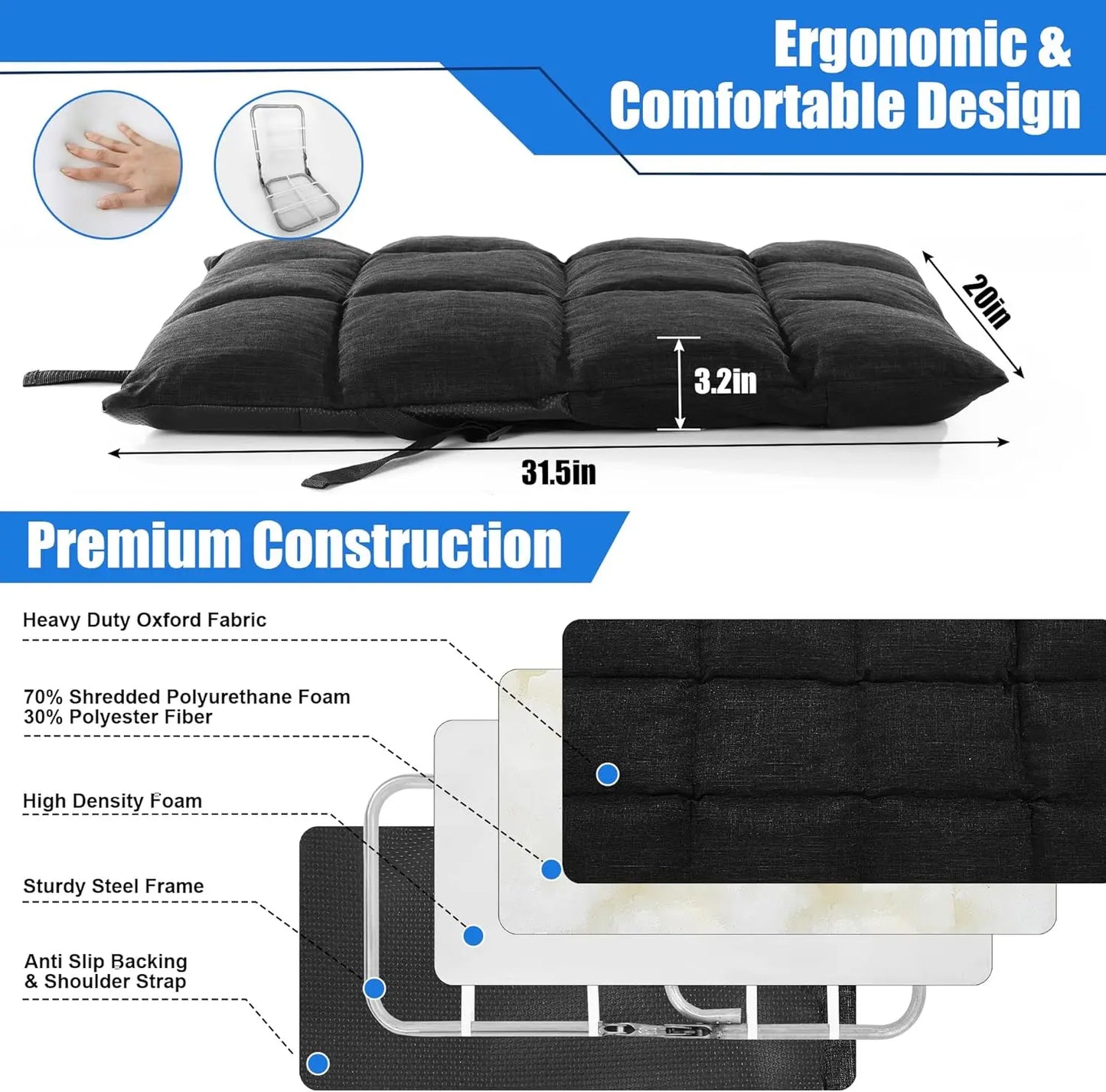 Memory Foam Portable Bleacher Seats With Back Support