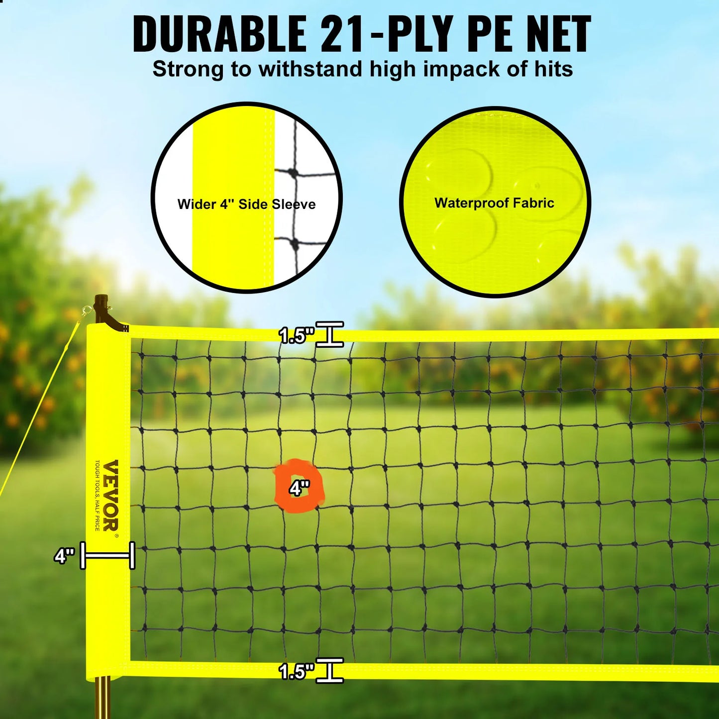 VEVOR Outdoor Volleyball Net System with Adjustable Height Steel Poles and PVC Pump for Backyard Beach Lawn