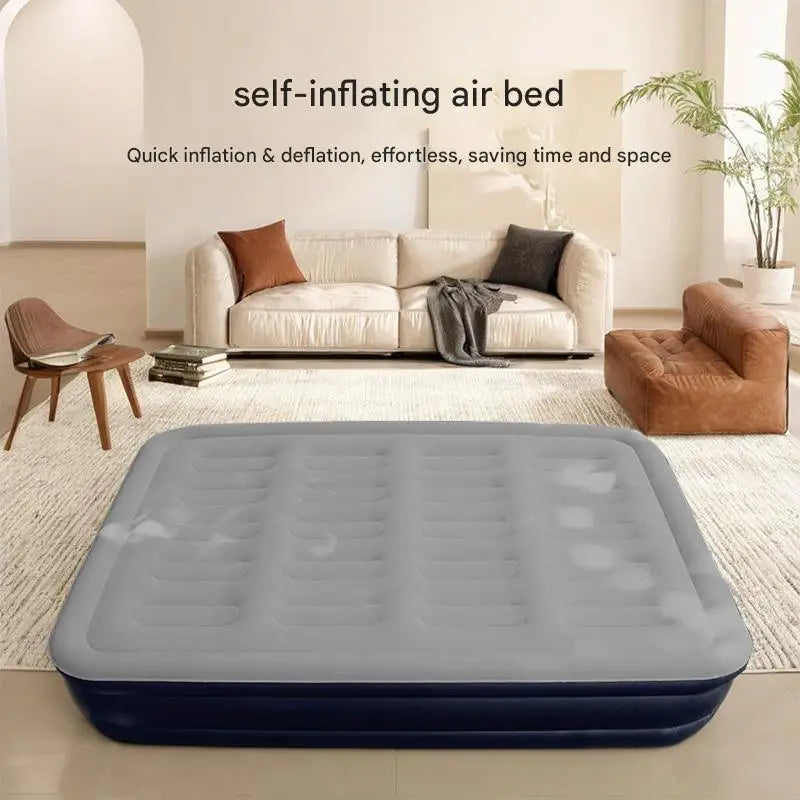 Foldable Inflatable Air Mattress With Built-in Pump, Indoor or Camping, Multiple Sizes
