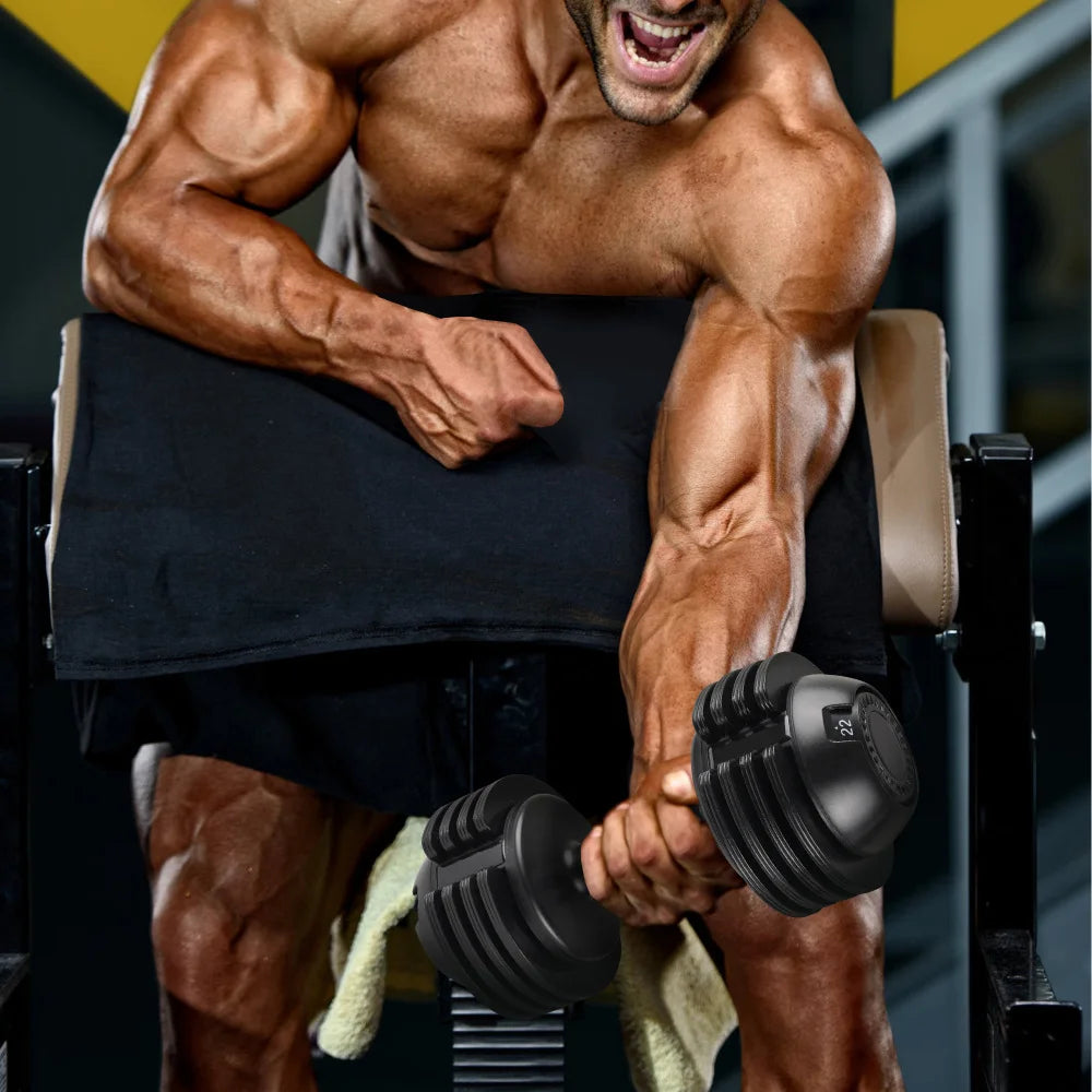 FitRx Adjustable Dumbbells, 52.5lb SmartBell Dumbbell Set with Quick-Select Weights for Home Gym