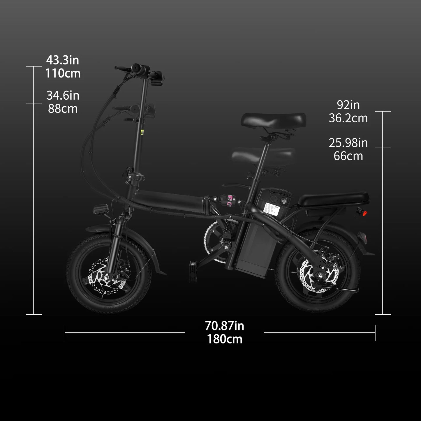 400W Dual Disc Brake Adult Foldable Electric Bicycle 14 Inch