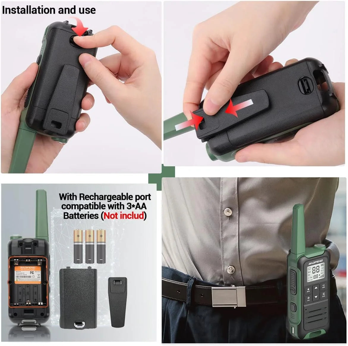4/6PCS BAOFENG F22 Mini Walkie Talkie FRS Type-C Charger NOAA Long Range Portable Two Way Ham Radio for Kids Camping