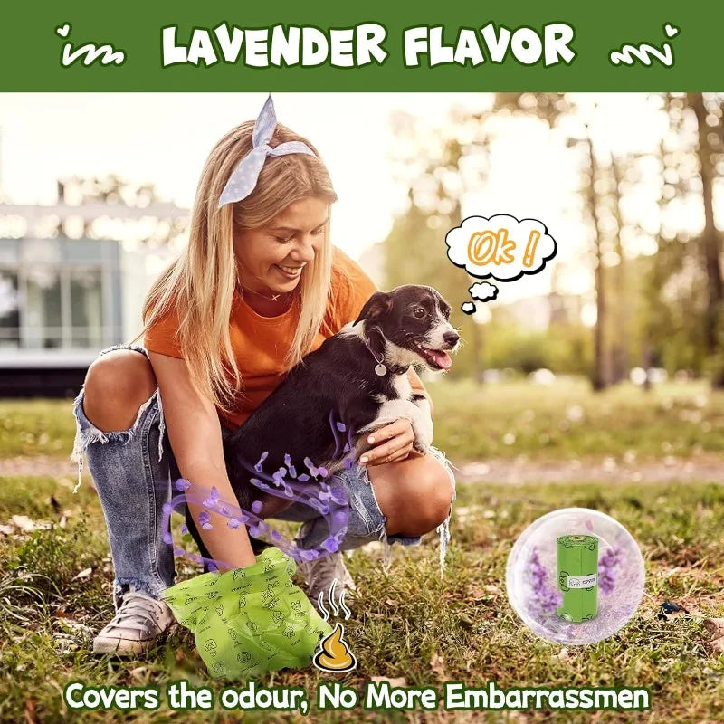 Dog Poop Bag Set with Dispenser & Leash Clip for Dogs