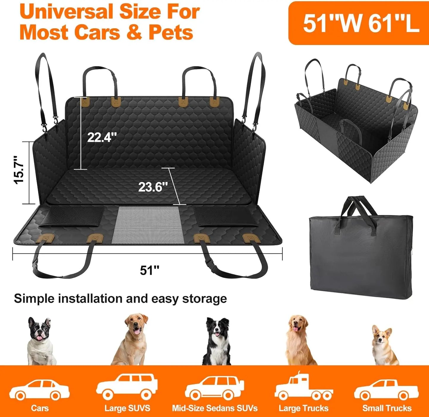 Waterproof Pet Travel Accessories Foldable Dog Car Seat Car Pet Seat Safety Hammock Trunk Mat