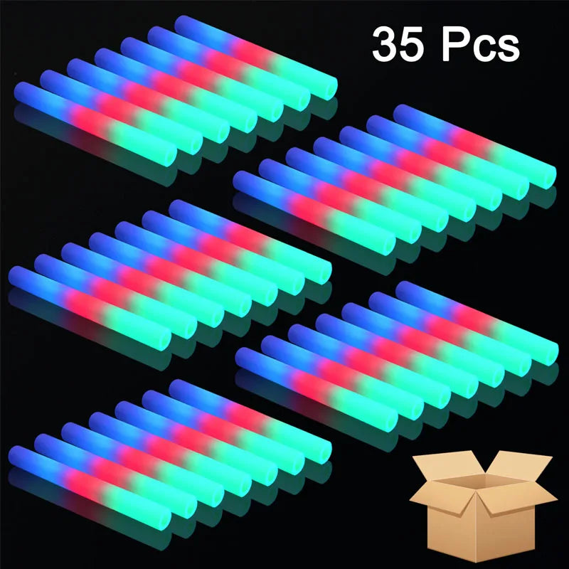 Electronic LED Foam Glow Sticks RGB Light Up Party Supplies