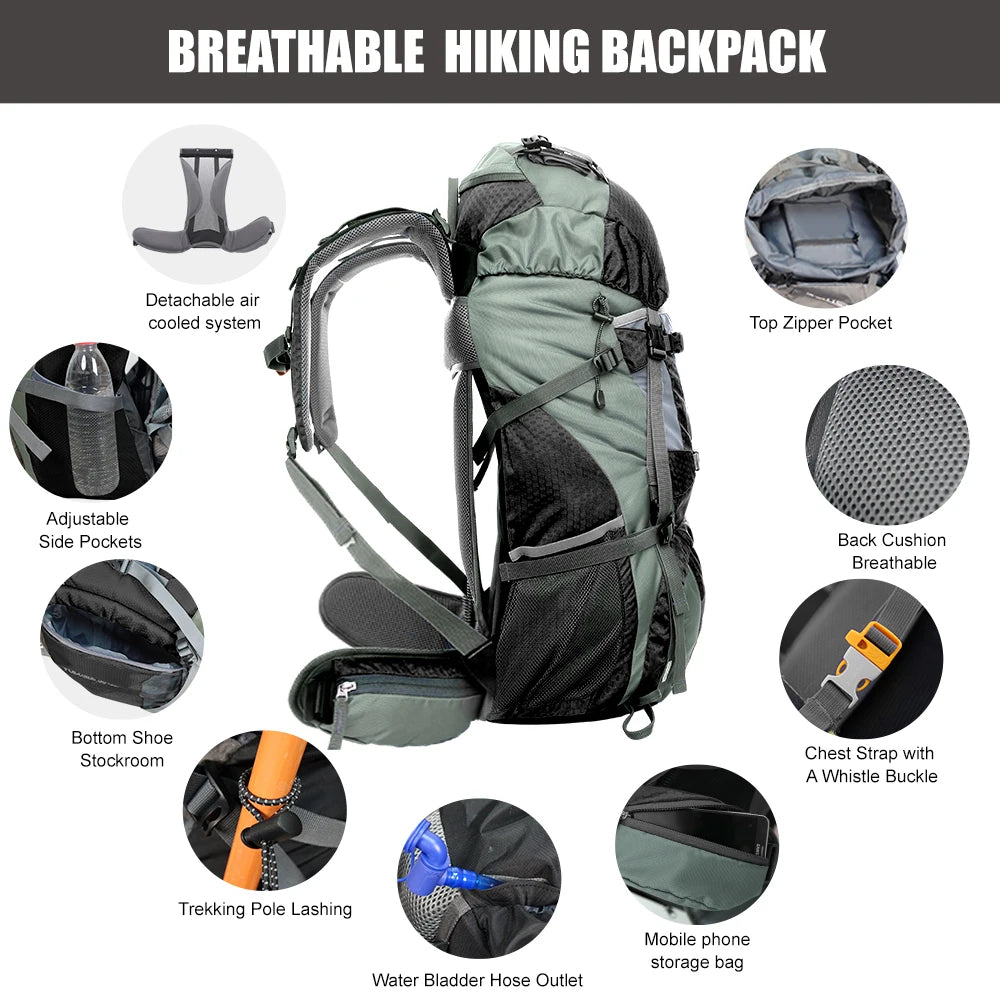 Internal Frame Backpack With Rain Cover, WESTTUNE Explorer