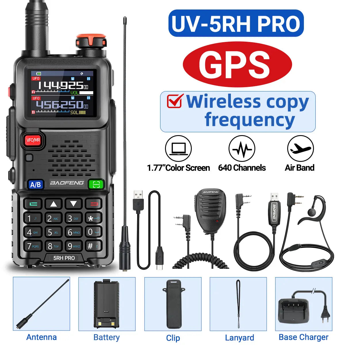 Baofeng UV-5RH Pro GPS Long Range Walkie Talkie Radio