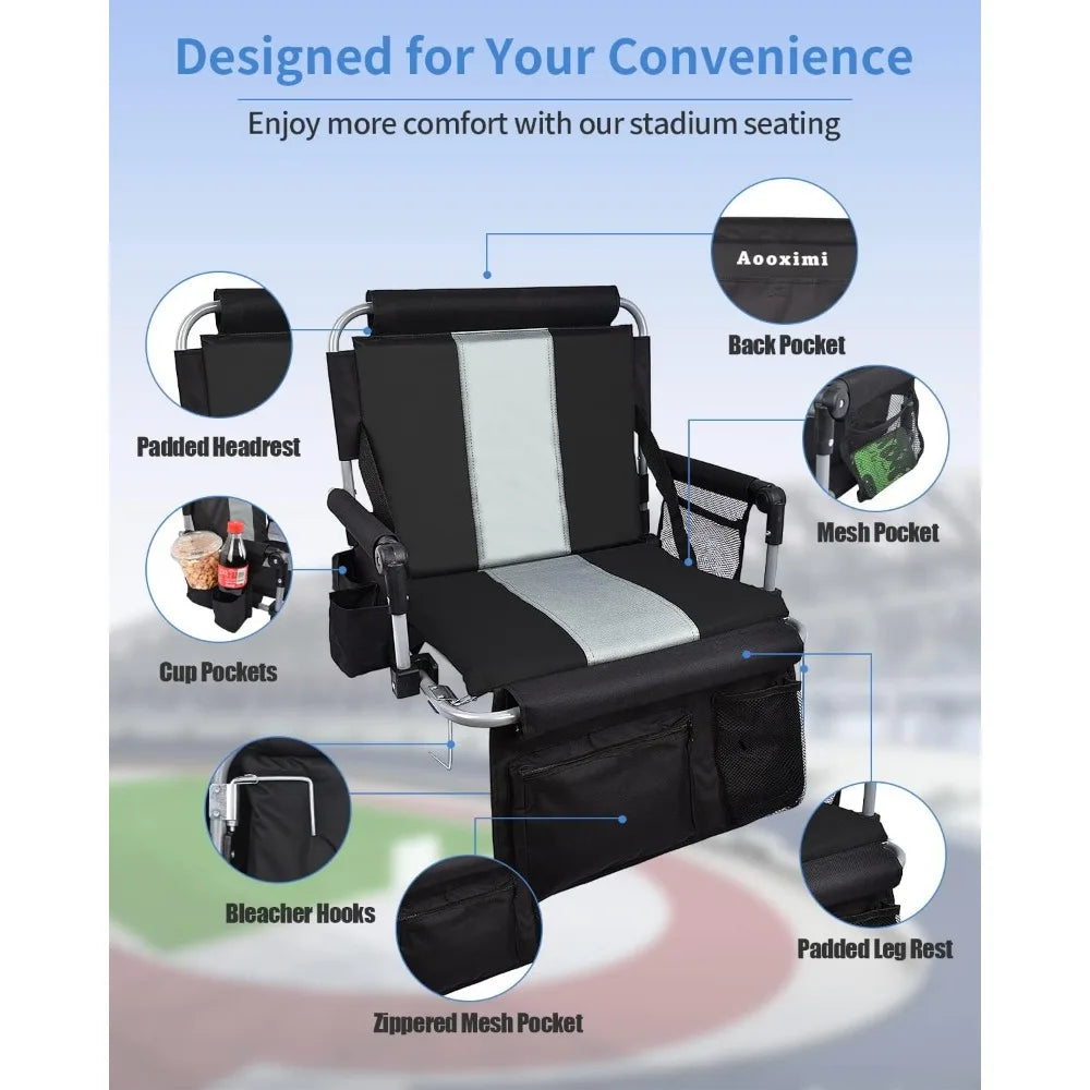 Comfortable Stadium Seats with Back Support and Cup Holders