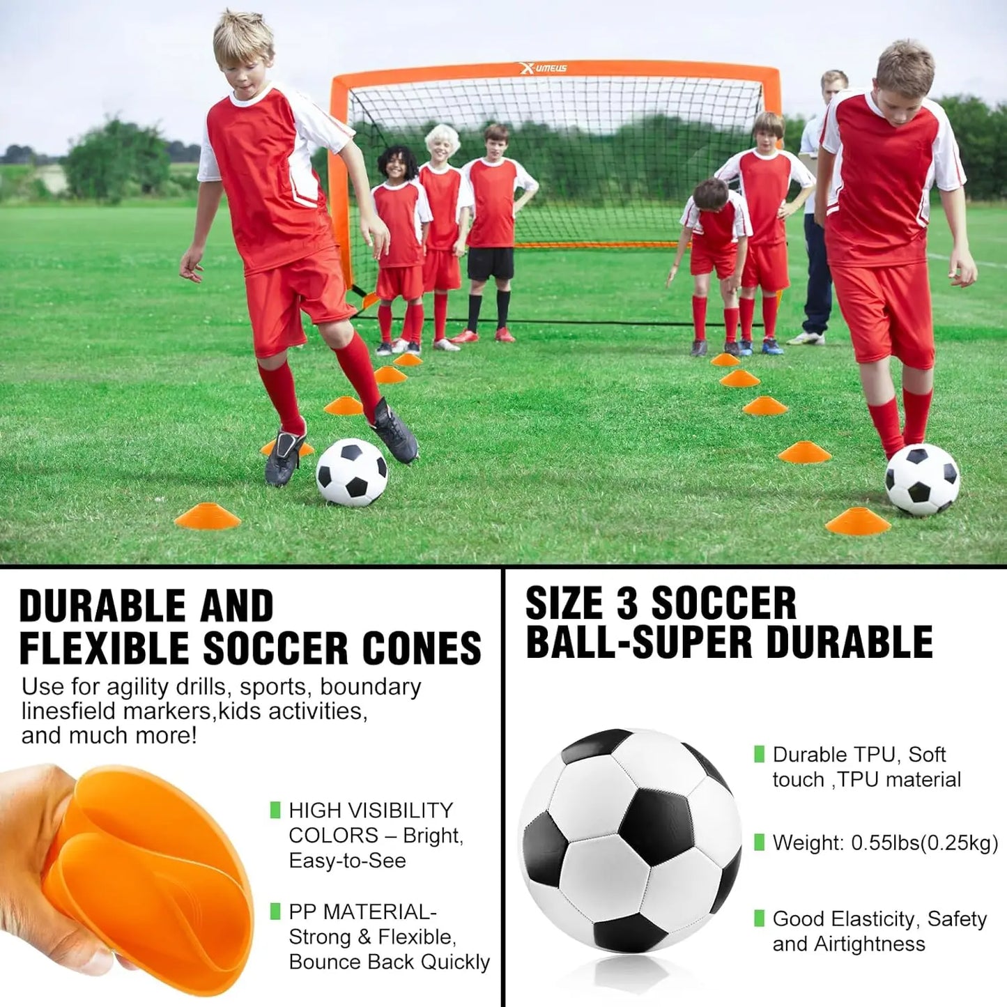 Kids Soccer Goals for Backyard 4x3 Pop Up Toddler Goal Training Equipment with Ball Agility Ladder and Cones Portable