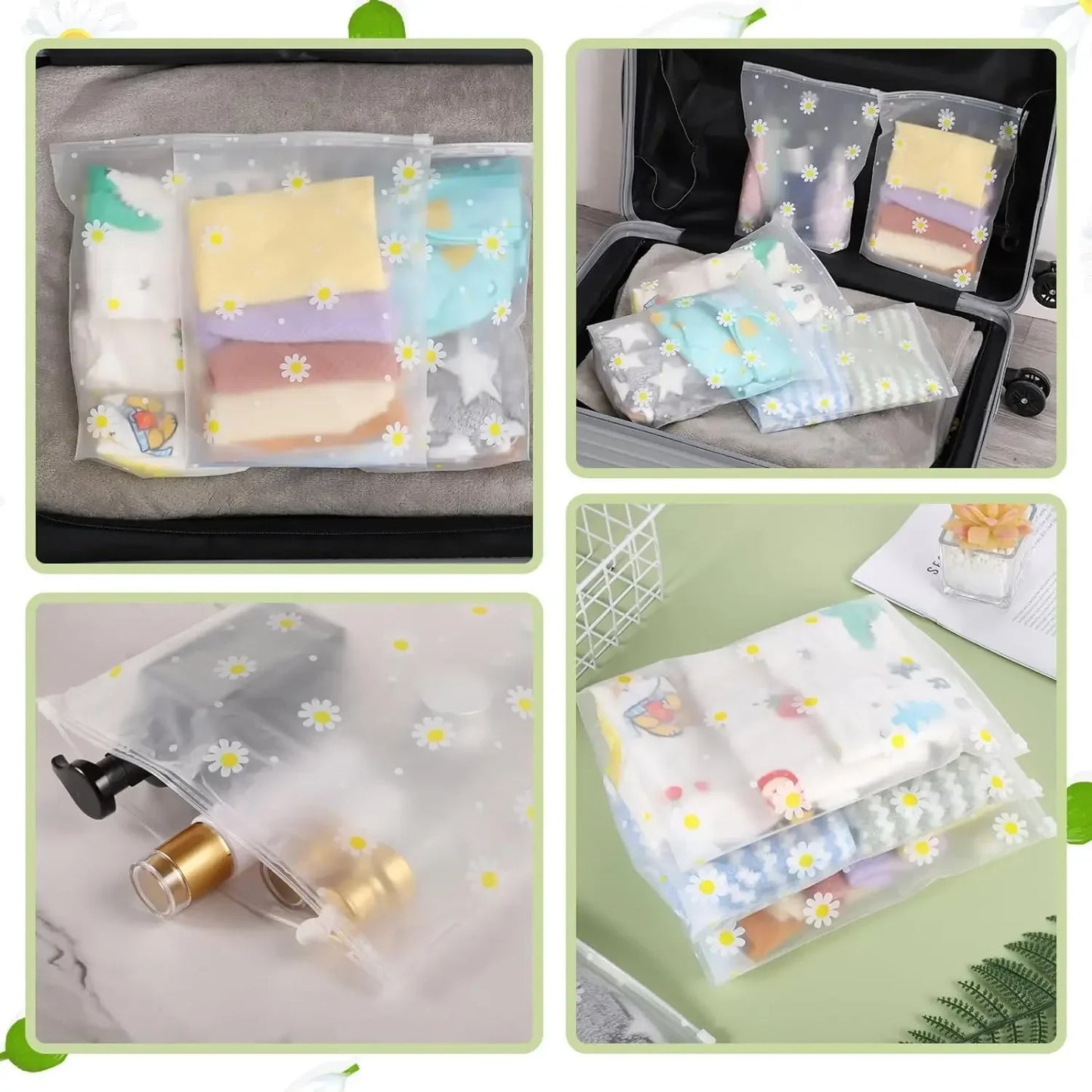 5/10PCS Reusable Ziplock Bags Plastic Travel Clothes Bags