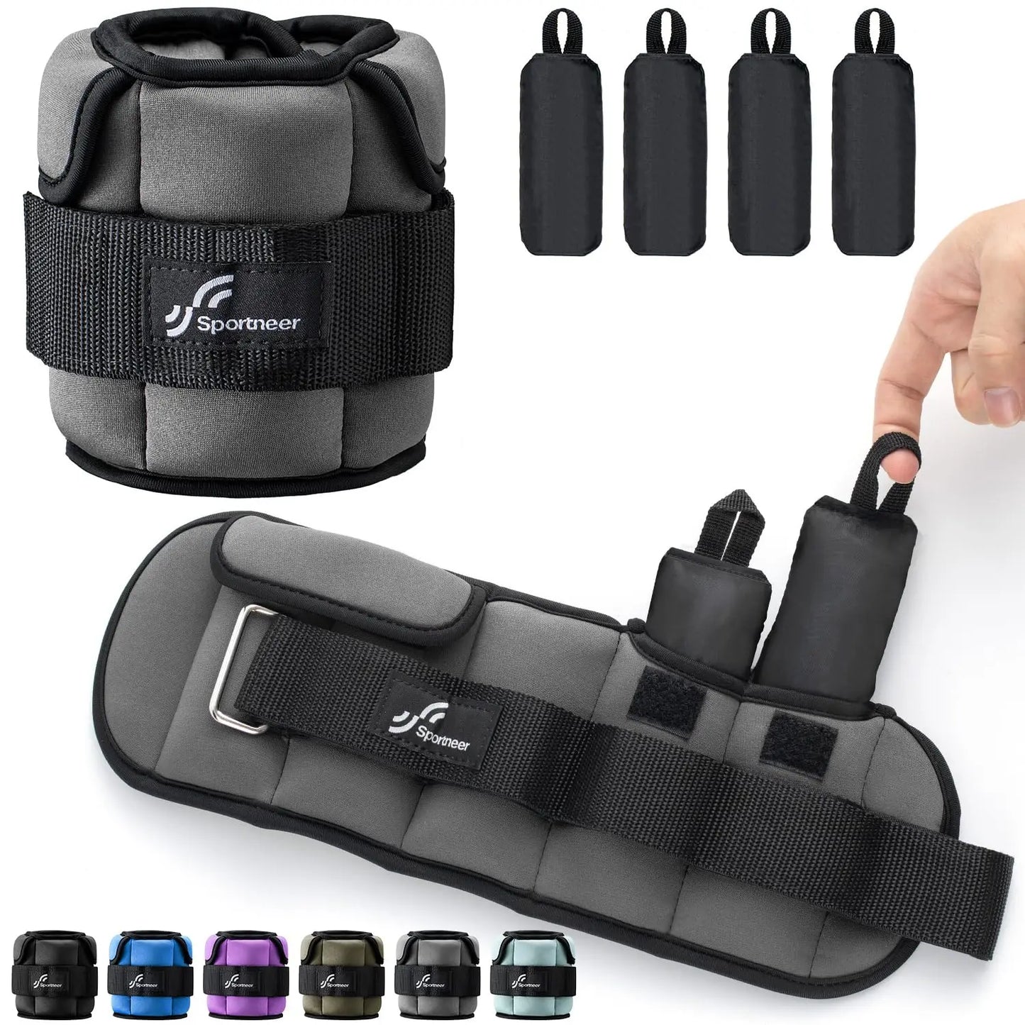Sportneer Adjustable Wrist and Ankle Weights 1 Pair 1 to 10 lbs
