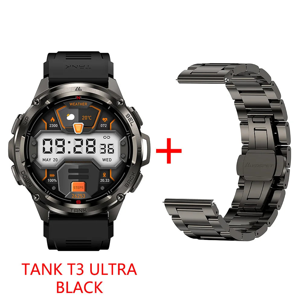KOSPET Tank T3 Ultra GPS Smartwatch Men Waterproof AMOLED