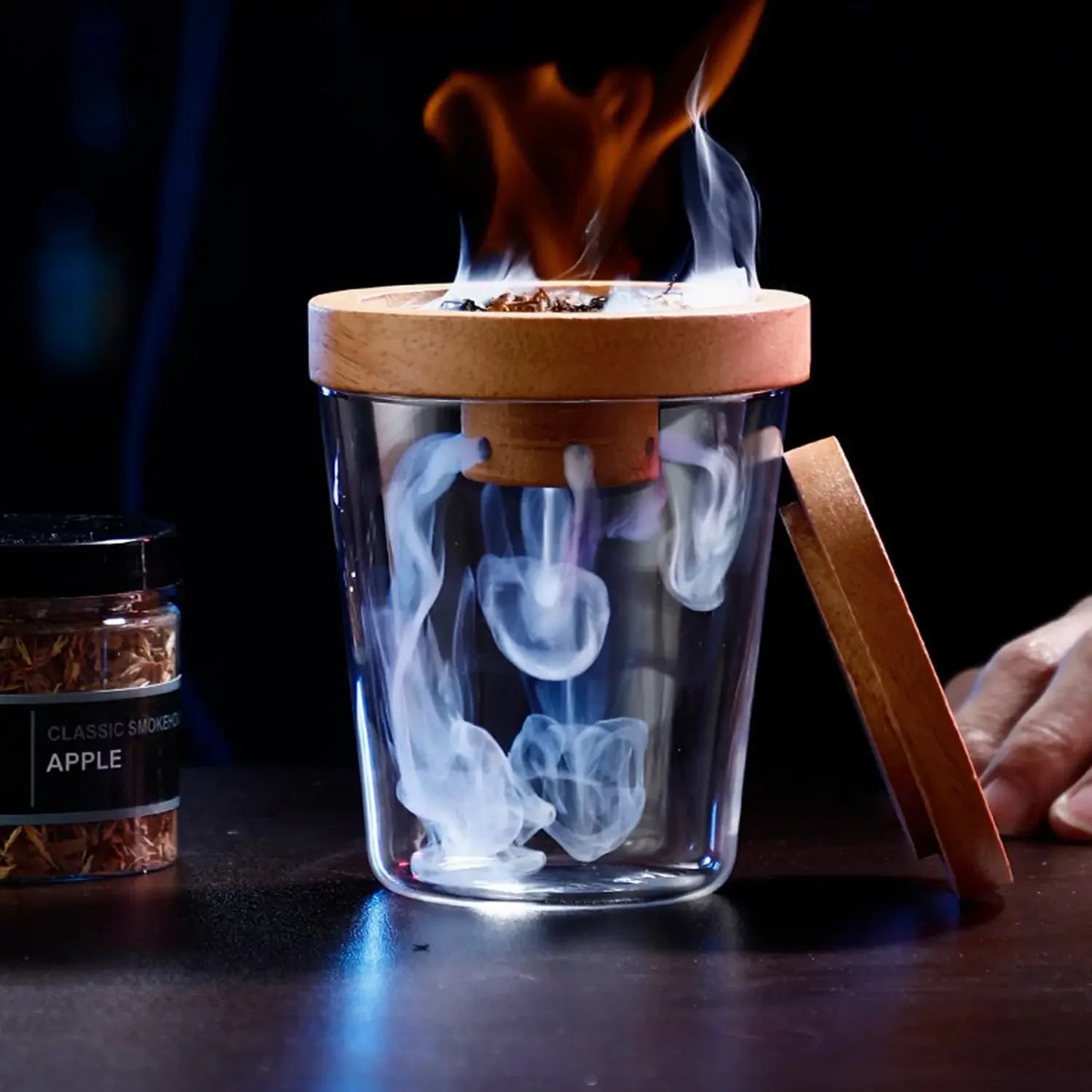 Wooden Cocktail Smoker Kit With 5 Flavor Wood Chips For Infusing