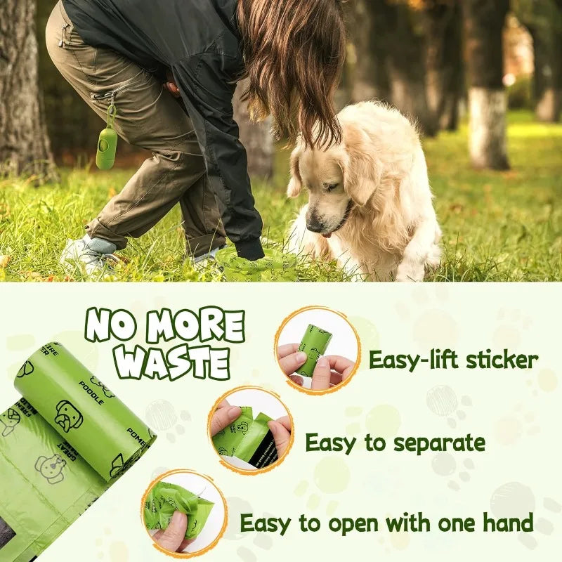 Dog Poop Bag Set with Dispenser & Leash Clip for Dogs