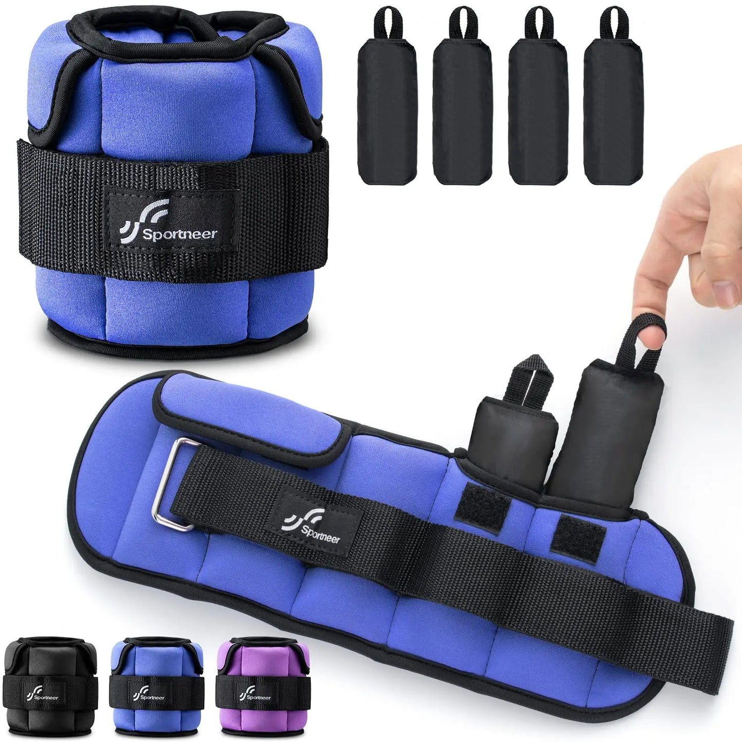 Sportneer Adjustable Wrist and Ankle Weights 1 Pair 1 to 10 lbs