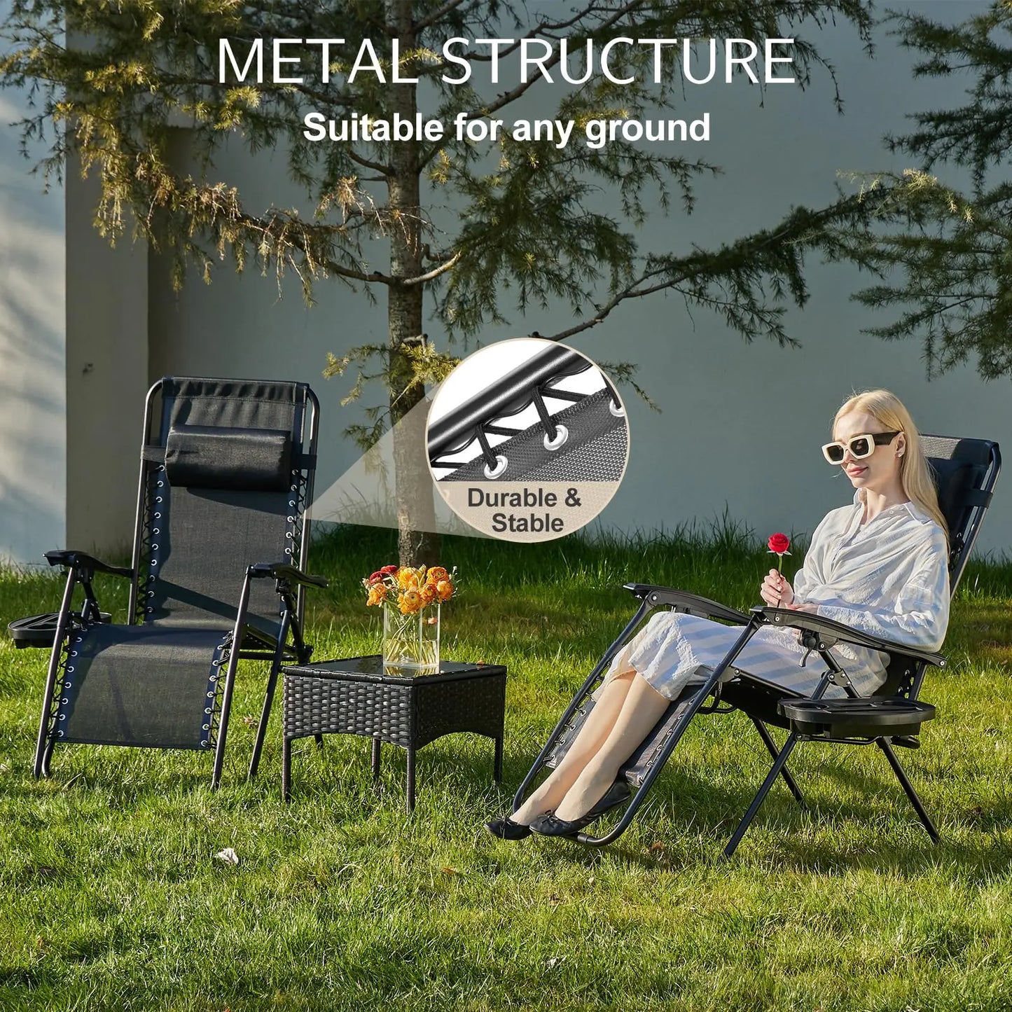 JHK Zero Gravity 2 Pack Portable Recliner Lounge Chairs