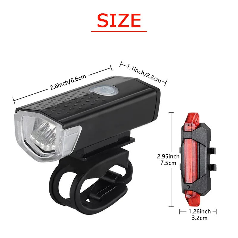 2pcs Bike Bicycle Light USB LED Rechargeable Set Front Back