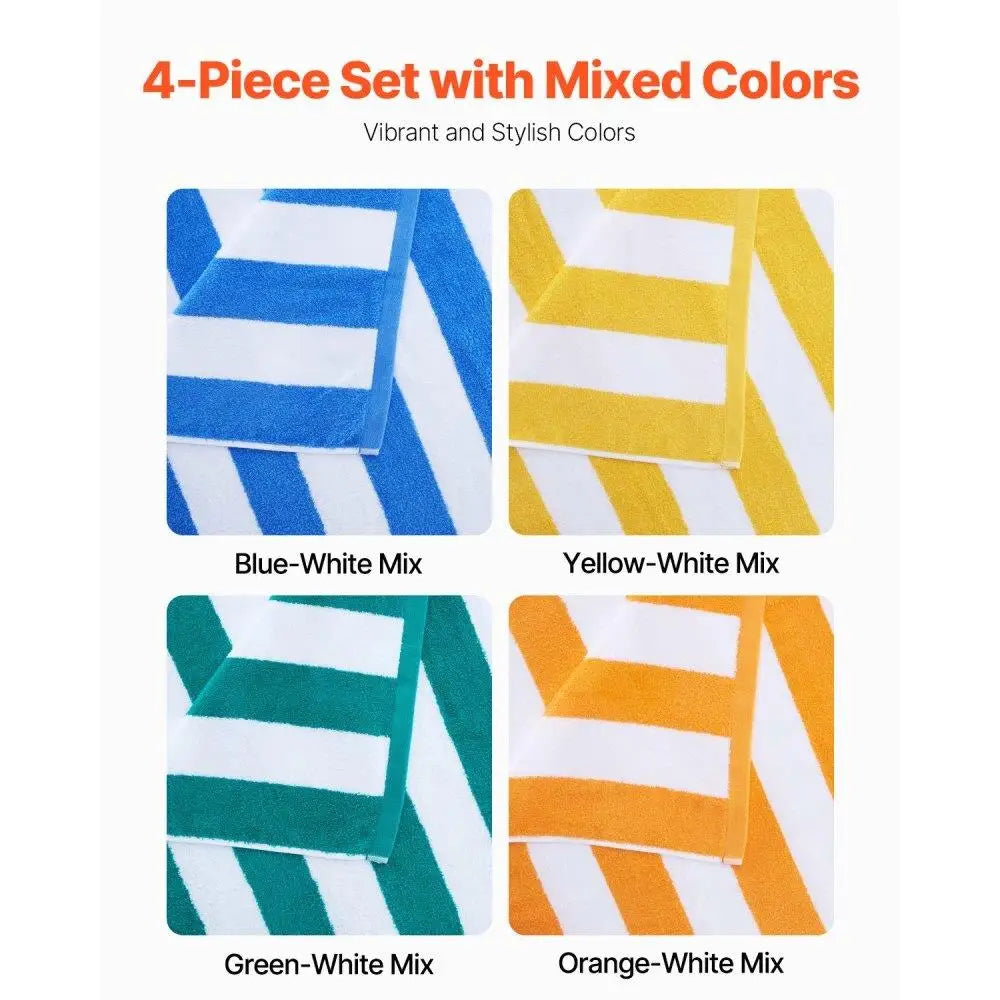 Large Cotton Plush Beach Towel Set of 4