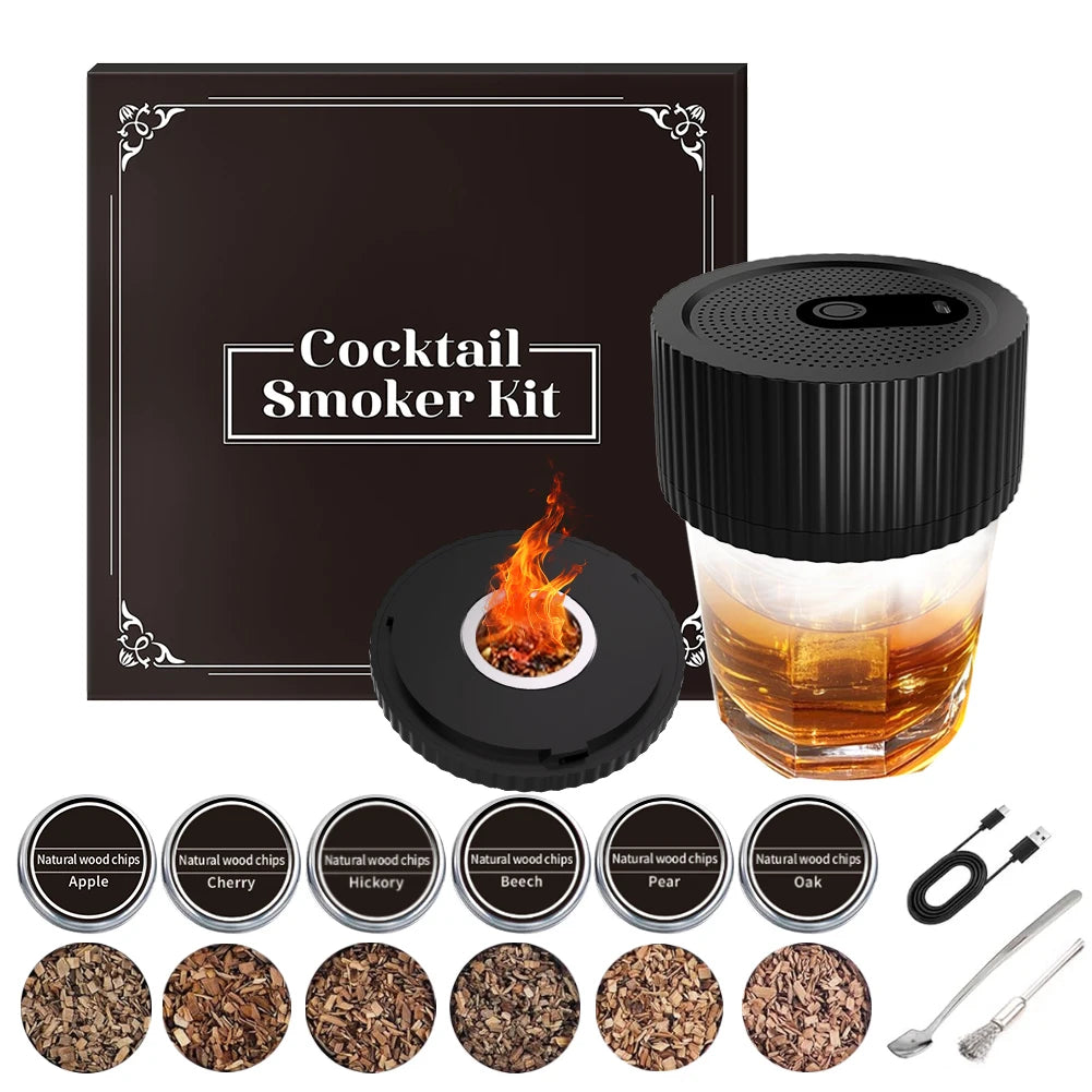 Electric Whiskey Smoker Kit with Six Flavor Wood Chips