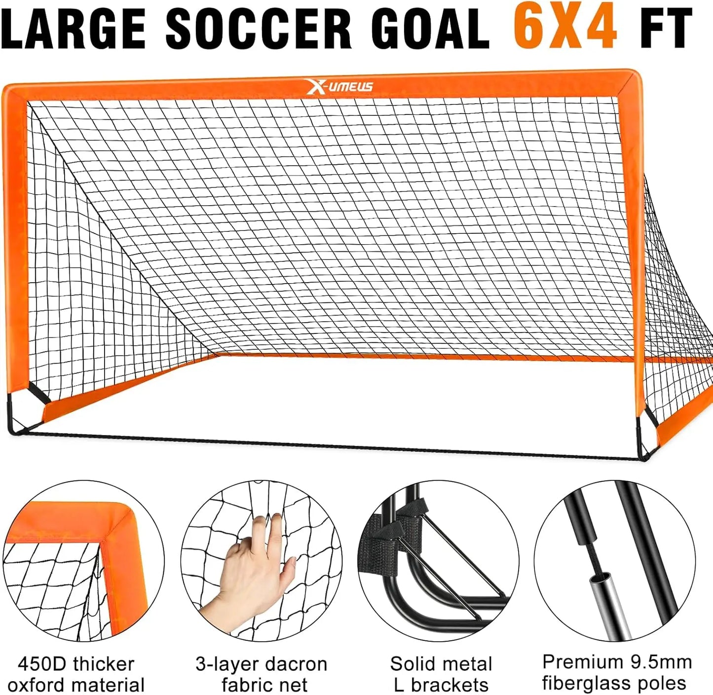 Kids Soccer Goals for Backyard 4x3 Pop Up Toddler Goal Training Equipment with Ball Agility Ladder and Cones Portable