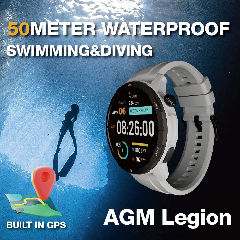 AGM Legion Smartwatch with AMOLED Display and Sports Tracking Features