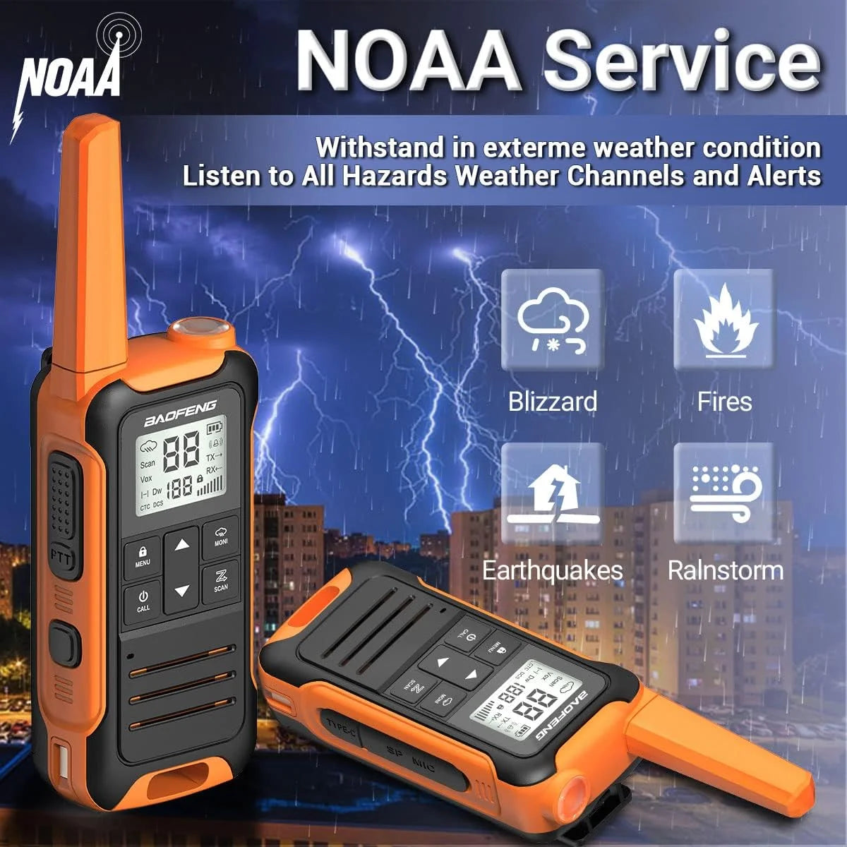4/6PCS BAOFENG F22 Mini Walkie Talkie FRS Type-C Charger NOAA Long Range Portable Two Way Ham Radio for Kids Camping