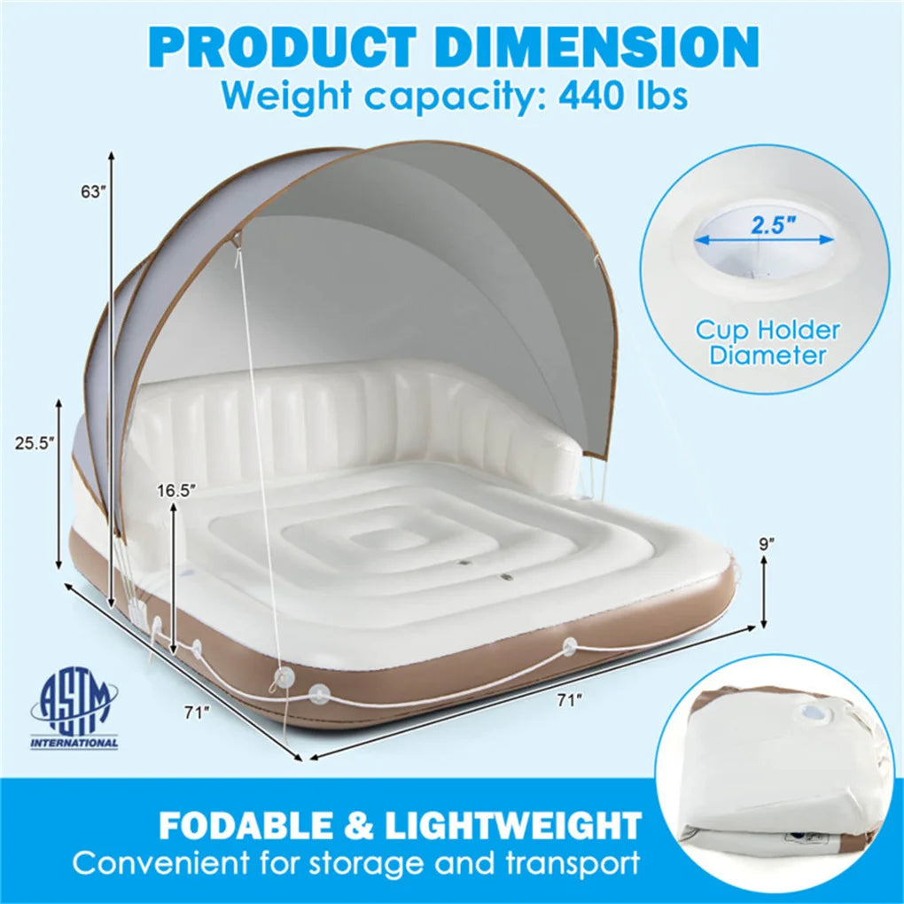 Water Floating Platform 2-person Floating Bed Inflatable Tent Swimming Air Cushion Bed Large Floating Pad