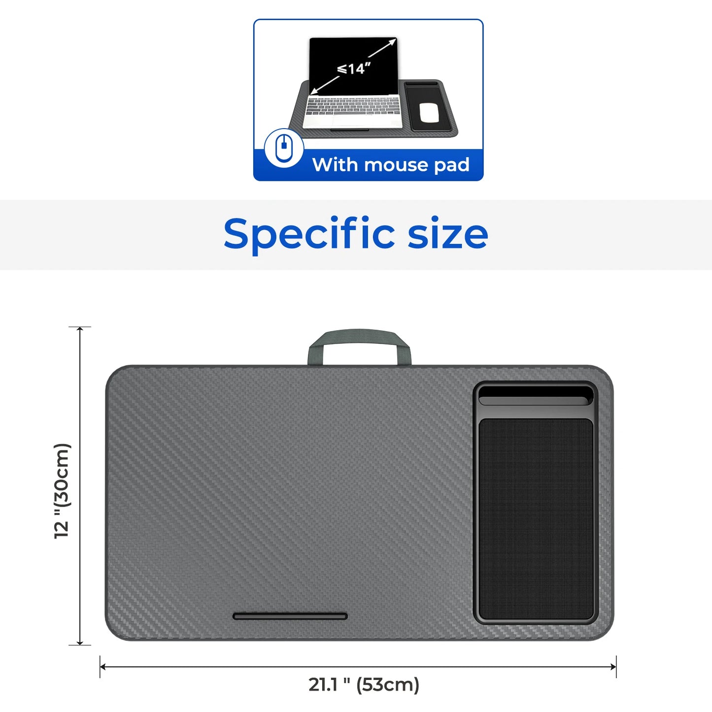 Home Office Pro Lap Desk with Mouse Pad and Phone Holder 21.1x12inch Portable Lightweight