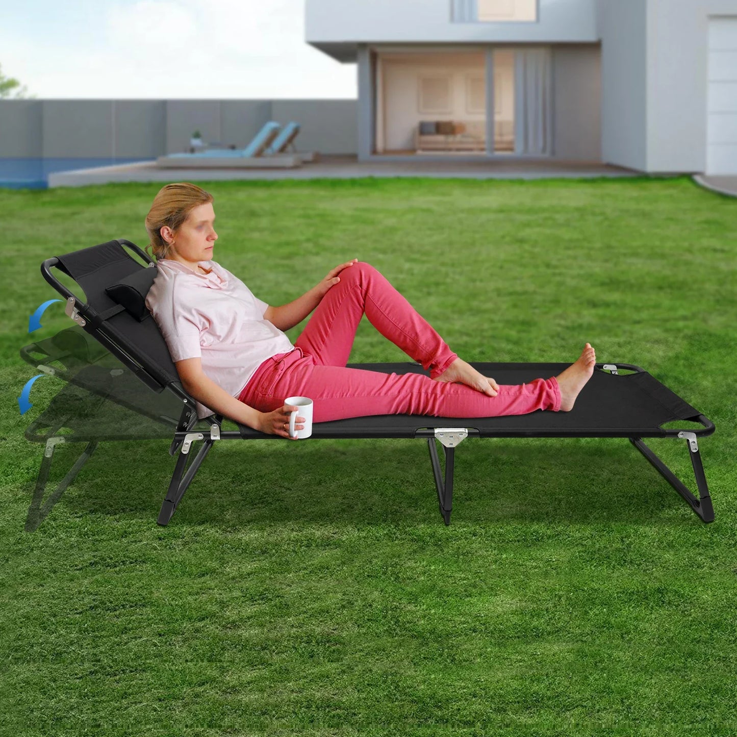 Bymaocar Portable Folding Camping Cot With 4 Positions