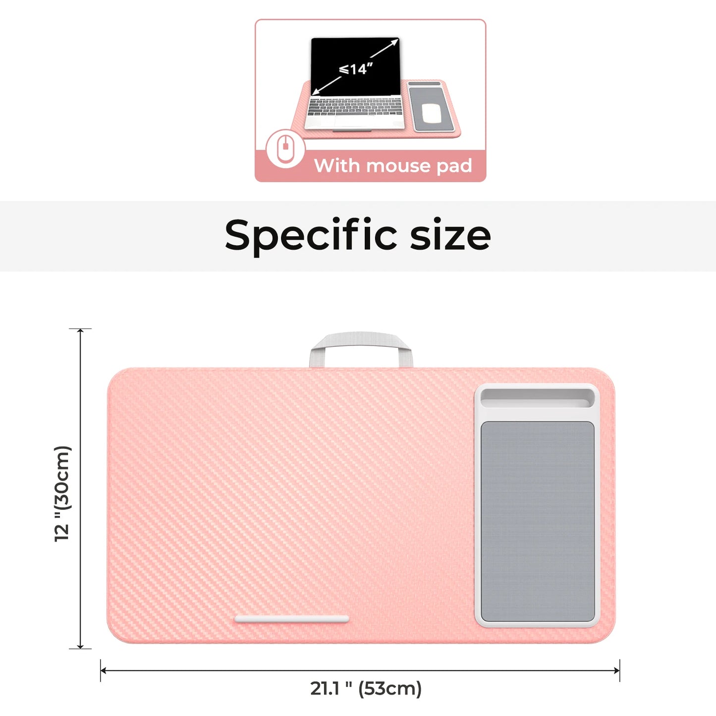 Home Office Pro Lap Desk with Mouse Pad and Phone Holder 21.1x12inch Portable Lightweight