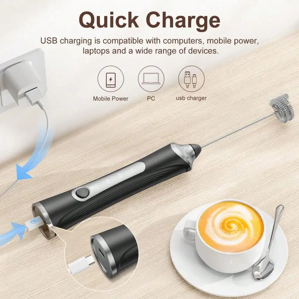 Milk Frother Rechargeable Electric Handheld Drink Mixer