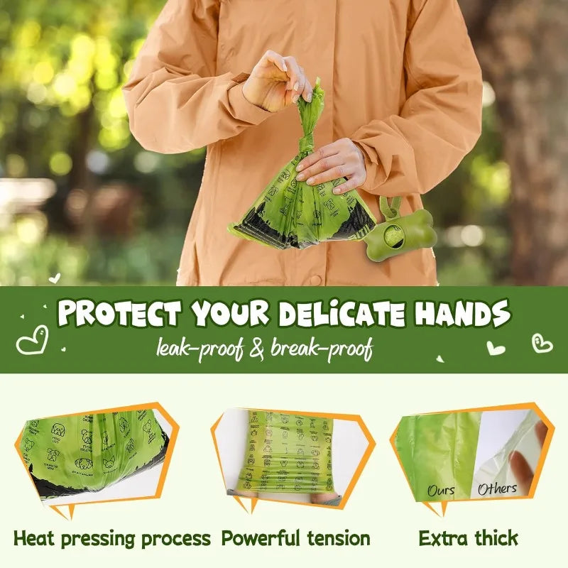 Dog Poop Bag Set with Dispenser & Leash Clip for Dogs