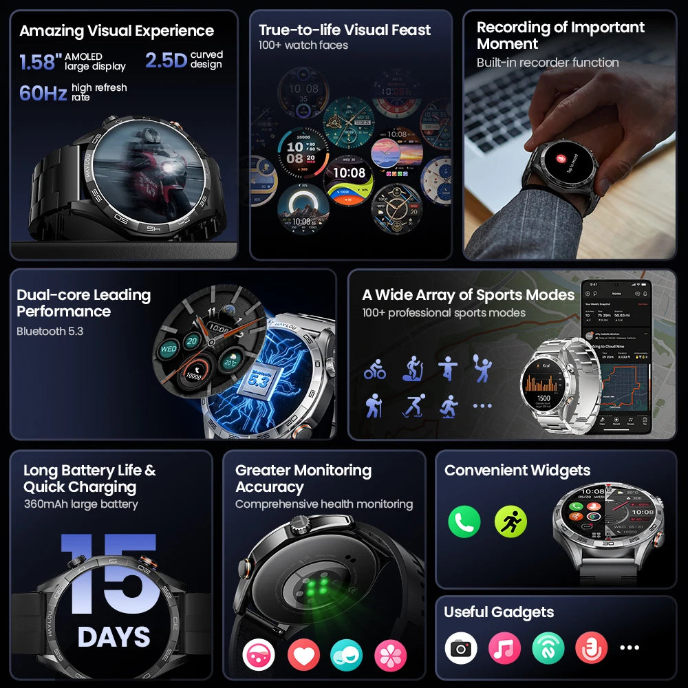 HAYLOU Solar 5 Voice Calling Smartwatch 1.58 inch AMOLED Display