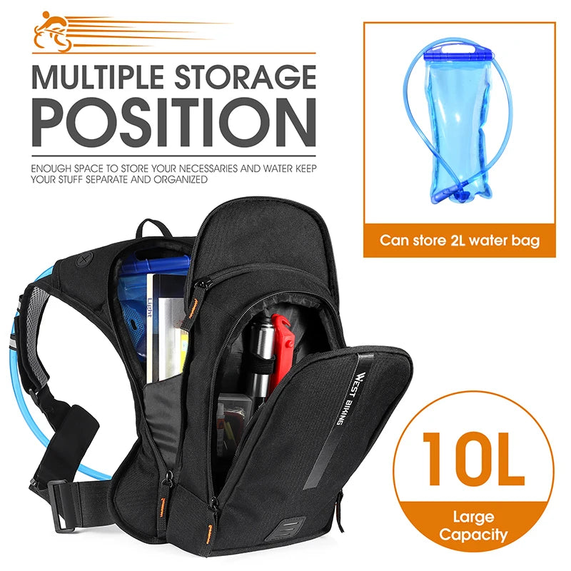 West Biking 10L Ultralight Cycling Backpack with 2L water Bladder