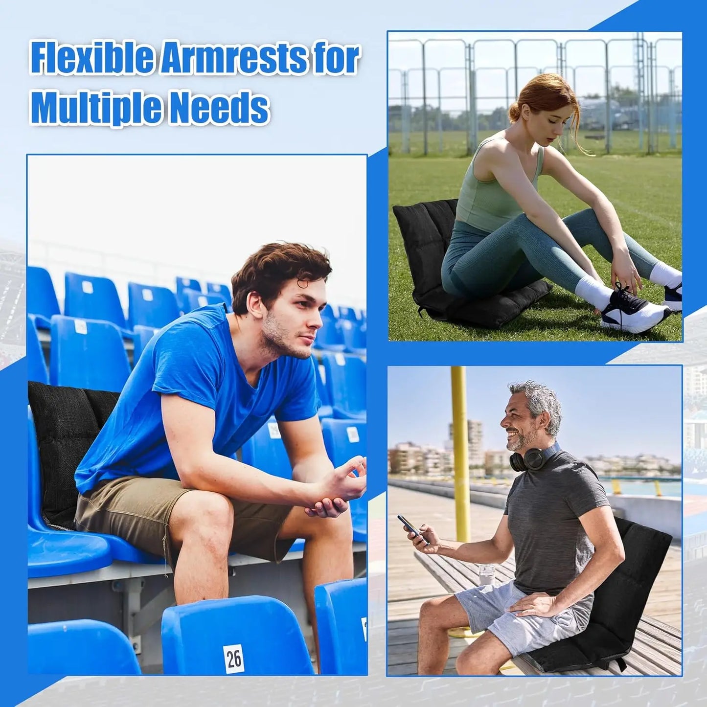 Memory Foam Portable Bleacher Seats With Back Support